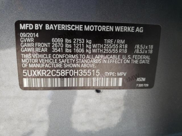 Photo 10 from auction – 2015 BMW X5 SDRIVE3 with VIN 5UXKR2C58F0H35515
