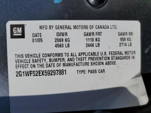 Photo 10 from auction – 2005 CHEVROLET IMPALA with VIN 2G1WF52EX59297881