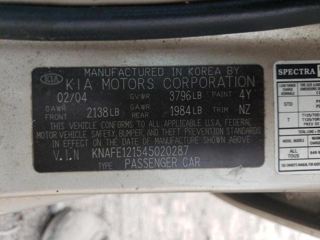 Photo 10 from auction – 2004 KIA SPECTRA LX with VIN KNAFE121545020287