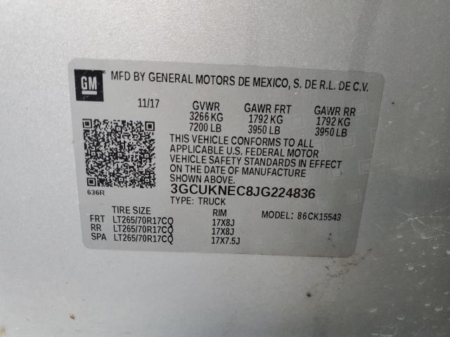 Photo 10 from auction – 2018 CHEVROLET SILVERADO with VIN 3GCUKNEC8JG224836