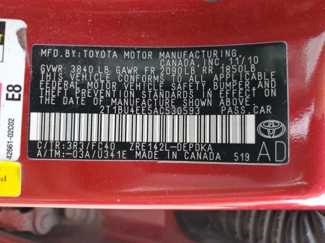 Photo 10 from auction – 2010 TOYOTA COROLLA BA with VIN 2T1BU4EE5AC530593
