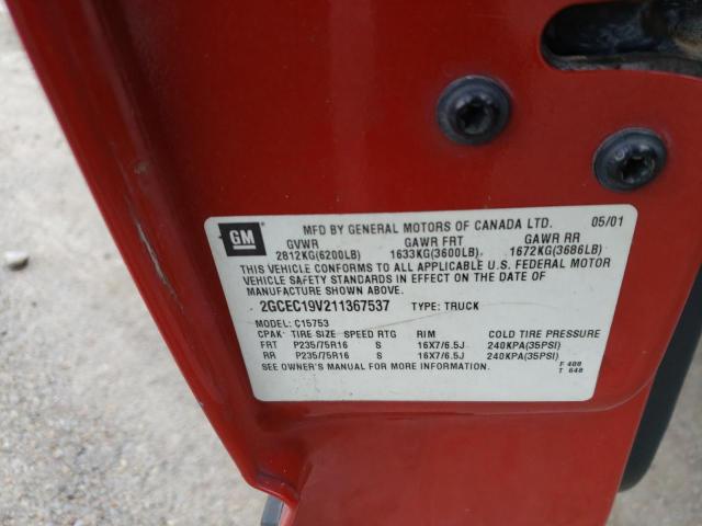 Photo 10 from auction – 2001 CHEVROLET SILVERADO with VIN 2GCEC19V211367537