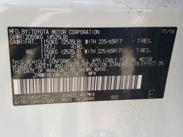 Photo 10 from auction – 2017 TOYOTA RAV4 XLE with VIN JTMWFREVXHJ702124