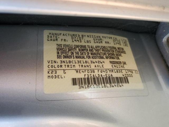 Photo 10 from auction – 2008 NISSAN VERSA S with VIN 3N1BC13E18L364264