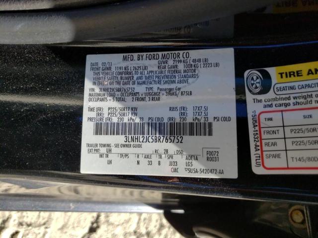 Photo 10 from auction – 2011 LINCOLN MKZ with VIN 3LNHL2JC5BR765752