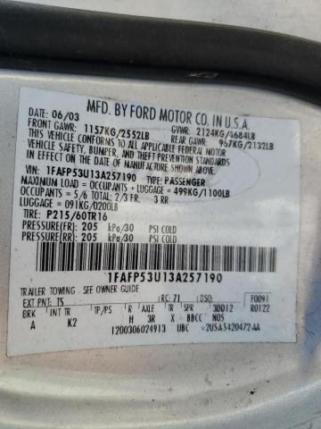 Photo 10 from auction – 2003 FORD TAURUS SE with VIN 1FAFP53U13A257190