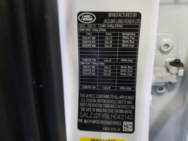 Photo 10 from auction – 2020 LAND ROVER RANGE ROVE with VIN SALZJ2FX9LH043142