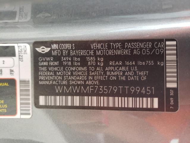 Photo 10 from auction – 2009 MINI COOPER S with VIN WMWMF73579TT99451