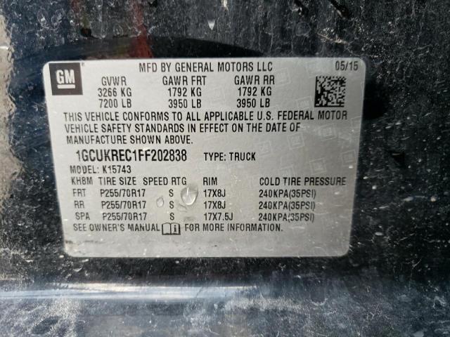 Photo 10 from auction – 2015 CHEVROLET SILVERADO with VIN 1GCUKREC1FF202838