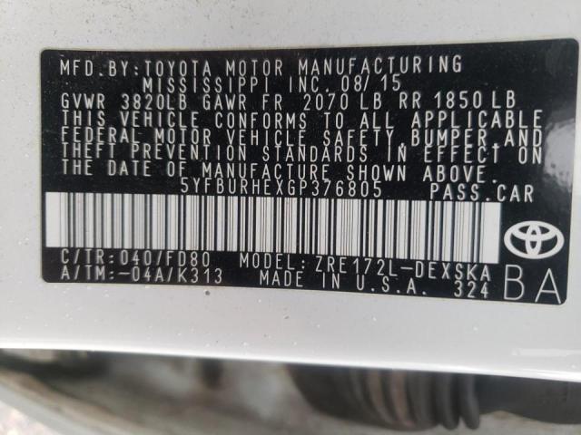 Photo 10 from auction – 2016 TOYOTA COROLLA L with VIN 5YFBURHEXGP376805