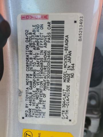 Photo 10 from auction – 2002 LEXUS ES 300 with VIN JTHBF30G820063466