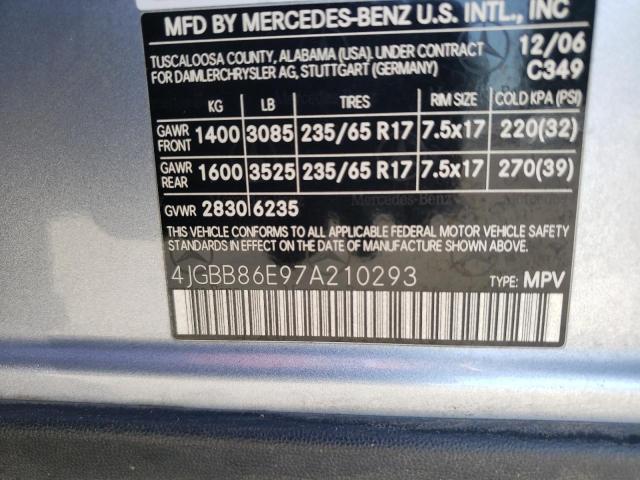 Photo 10 from auction – 2007 MERCEDES-BENZ ML 350 with VIN 4JGBB86E97A210293