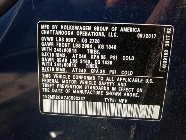 Photo 10 from auction – 2018 VOLKSWAGEN ATLAS SEL with VIN 1V2MR2CA7JC532237