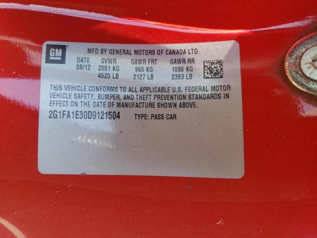 Photo 10 from auction – 2013 CHEVROLET CAMARO LS with VIN 2G1FA1E30D9121504