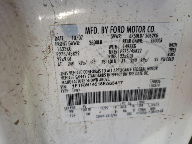 Photo 10 from auction – 2008 FORD F150 SUPER with VIN 1FTRW14518FA65417