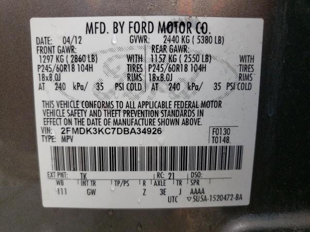 Photo 10 from auction – 2013 FORD EDGE LIMIT with VIN 2FMDK3KC7DBA34926