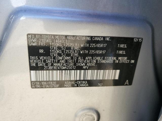Photo 10 from auction – 2016 TOYOTA RAV4 LE with VIN 2T3BFREV7GW425012