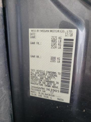 Photo 10 from auction – 2019 NISSAN MAXIMA S with VIN 1N4AA6AV9KC363905