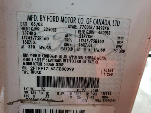 Photo 10 from auction – 2003 FORD F150 with VIN 2FTPF17L63CB00099