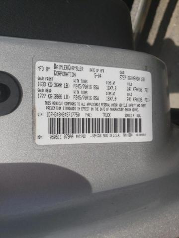 Photo 10 from auction – 2004 DODGE DAKOTA QUA with VIN 1D7HG48N24S717750