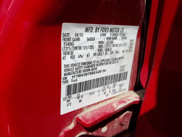 Photo 10 from auction – 2011 FORD F350 SUPER with VIN 1FT8W3BT6BEA26134