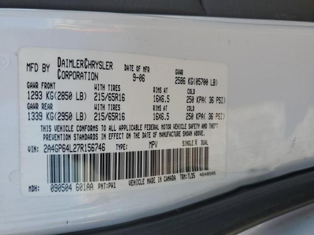 Photo 10 from auction – 2007 CHRYSLER TOWN & COU with VIN 2A4GP64L27R156746