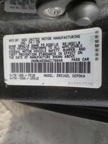 Photo 10 from auction – 2010 TOYOTA COROLLA BA with VIN 1NXBU4EE6AZ176646