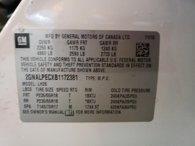 Photo 10 from auction – 2011 CHEVROLET EQUINOX LT with VIN 2GNALPECXB1172381