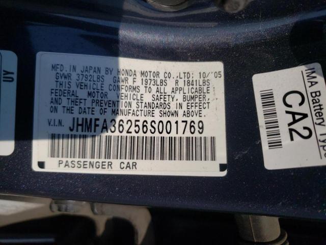 Photo 10 from auction – 2006 HONDA CIVIC HYBR with VIN JHMFA36256S001769