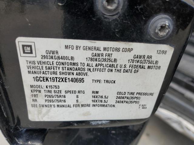 Photo 10 from auction – 1999 CHEVROLET SILVERADO with VIN 1GCEK19T2XE140695