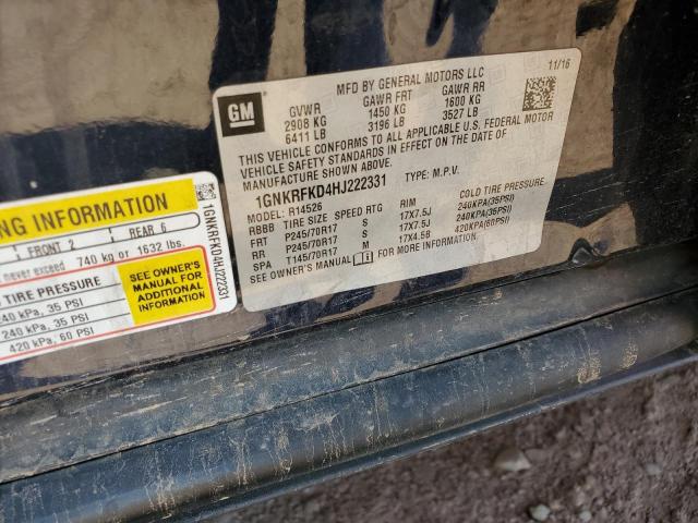 Photo 10 from auction – 2017 CHEVROLET TRAVERSE L with VIN 1GNKRFKD4HJ222331