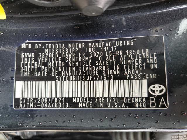 Photo 10 from auction – 2018 TOYOTA COROLLA L with VIN 5YFBURHE9JP774613