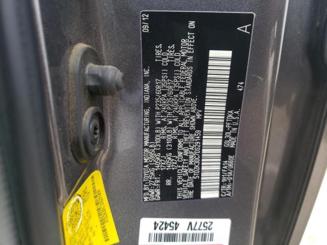 Photo 10 from auction – 2013 TOYOTA SIENNA with VIN 5TDZK3DC7DS291459