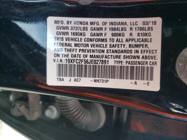 Photo 10 from auction – 2018 HONDA CIVIC LX with VIN 19XFC2F56JE027891