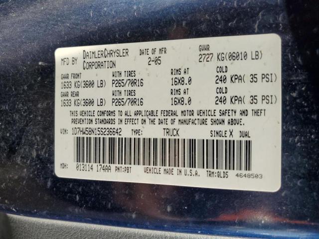Photo 10 from auction – 2005 DODGE DAKOTA QUA with VIN 1D7HW58N15S236642