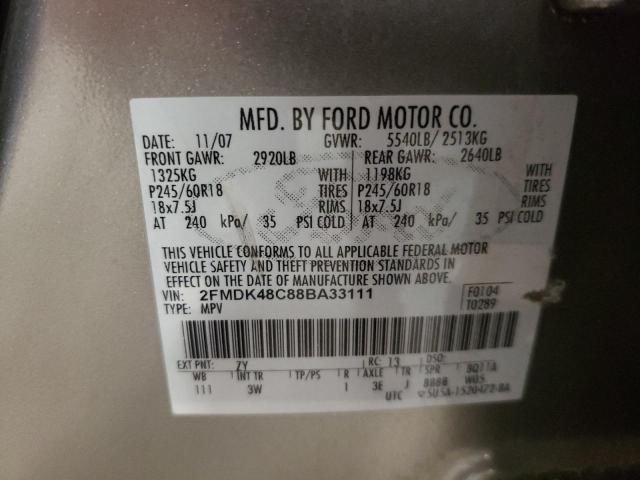 Photo 10 from auction – 2008 FORD EDGE SEL with VIN 2FMDK48C88BA33111