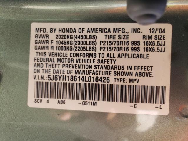 Photo 10 from auction – 2004 HONDA ELEMENT EX with VIN 5J6YH18614L016426