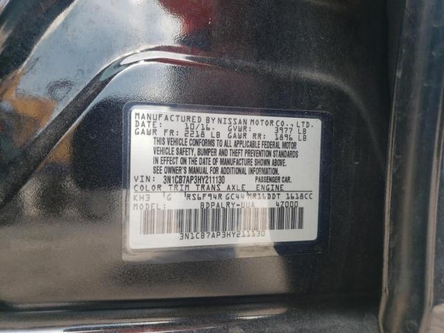 Photo 10 from auction – 2017 NISSAN SENTRA S with VIN 3N1CB7AP3HY211130