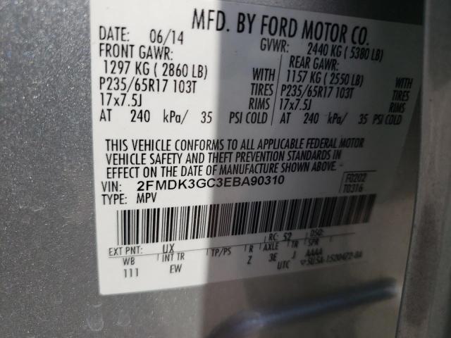 Photo 10 from auction – 2014 FORD EDGE SE with VIN 2FMDK3GC3EBA90310