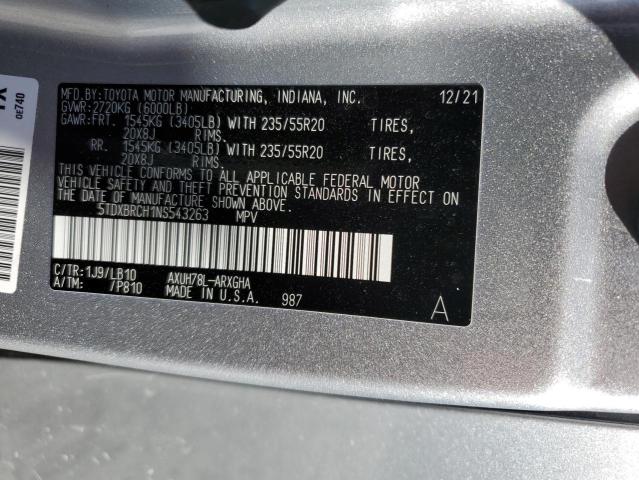 Photo 10 from auction – 2022 TOYOTA HIGHLANDER with VIN 5TDXBRCH1NS543263