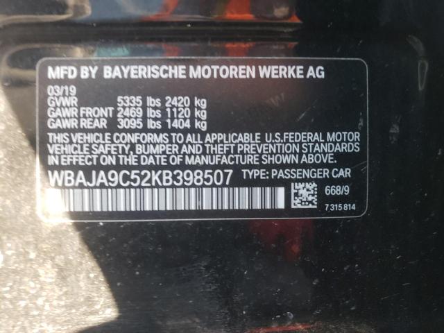 Photo 10 from auction – 2019 BMW 530E with VIN WBAJA9C52KB398507