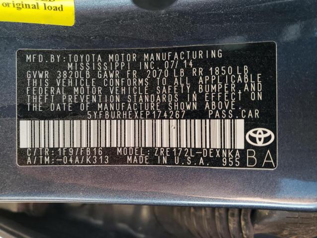 Photo 10 from auction – 2014 TOYOTA COROLLA L with VIN 5YFBURHEXEP174267