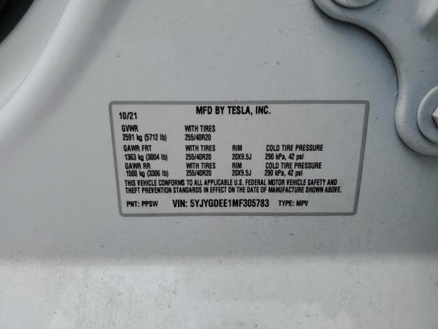 Photo 10 from auction – 2021 TESLA MODEL Y with VIN 5YJYGDEE1MF305783