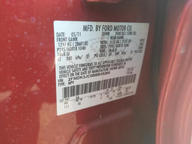 Photo 10 from auction – 2011 FORD EDGE SEL with VIN 2FMDK3JC0BBB35269