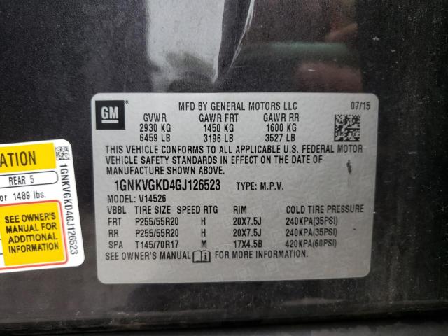 Photo 10 from auction – 2016 CHEVROLET TRAVERSE L with VIN 1GNKVGKD4GJ126523