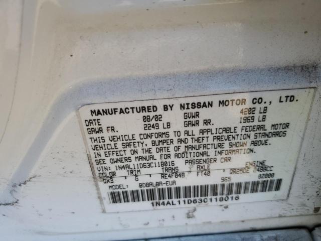 Photo 10 from auction – 2003 NISSAN ALTIMA BAS with VIN 1N4AL11D63C118016
