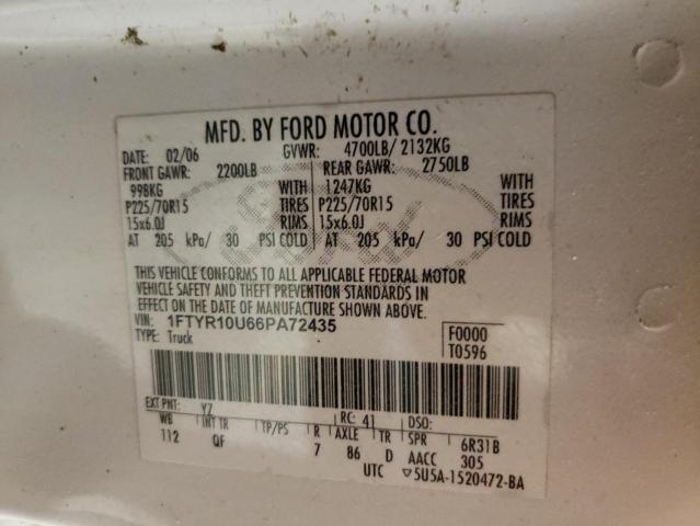 Photo 10 from auction – 2006 FORD RANGER with VIN 1FTYR10U66PA72435