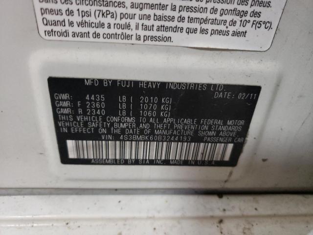 Photo 10 from auction – 2011 SUBARU LEGACY 2.5 with VIN 4S3BMBK60B3244193