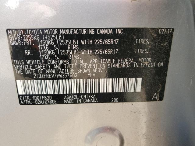 Photo 10 from auction – 2017 TOYOTA RAV4 LE with VIN 2T3ZFREV7HW357603