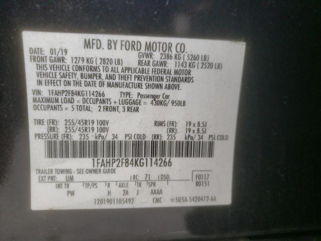Photo 10 from auction – 2019 FORD TAURUS LIM with VIN 1FAHP2F84KG114266